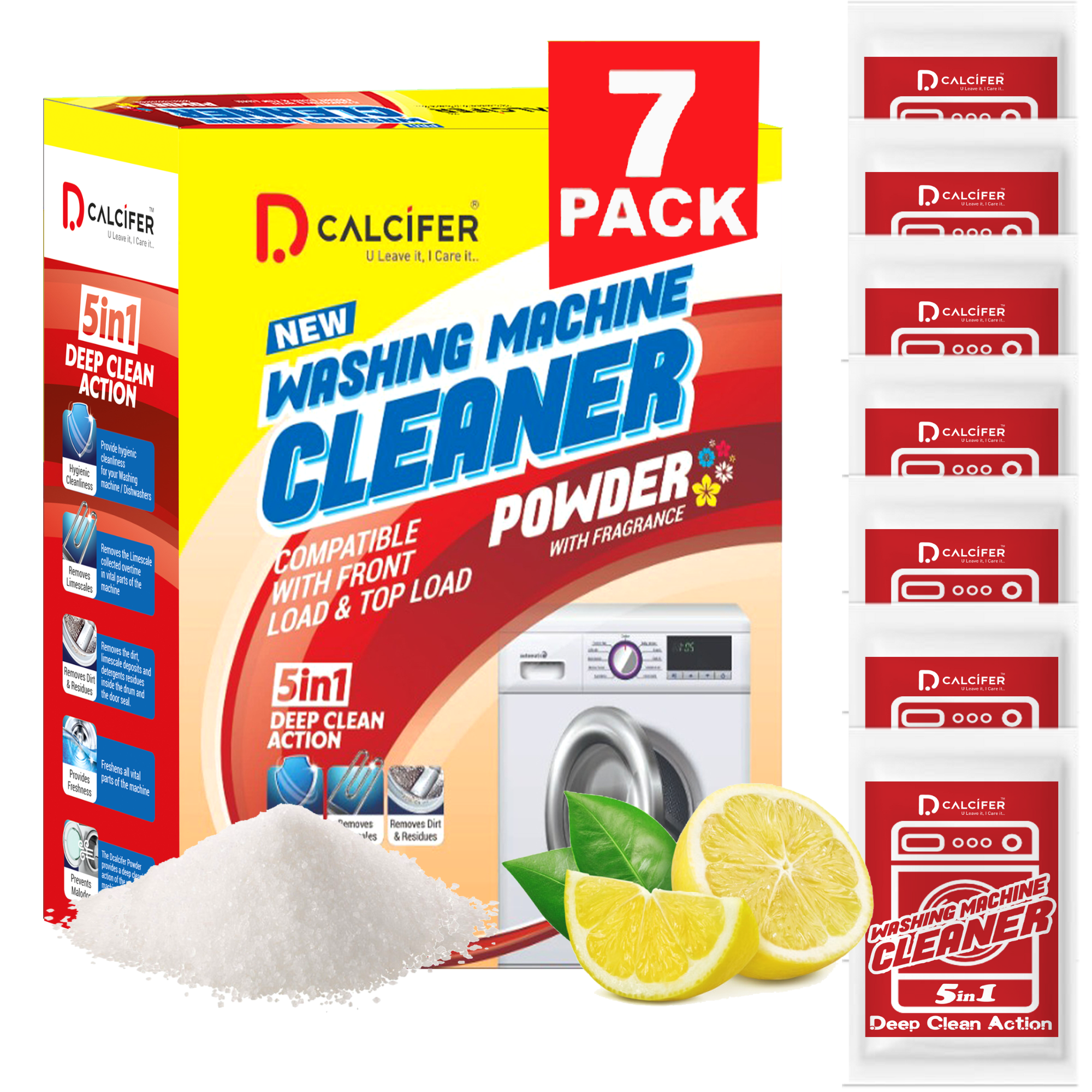 Dcalcifer Washing Machine Cleaner and Descaler Powder (7 Pouches) 350g Pack of 1