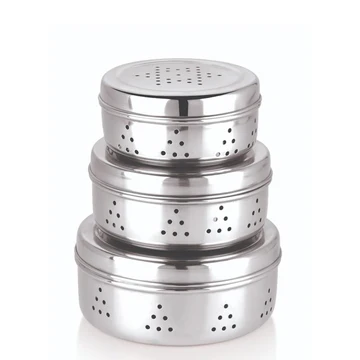 3 pcs Stainless Steel Container with Air Ventiltion